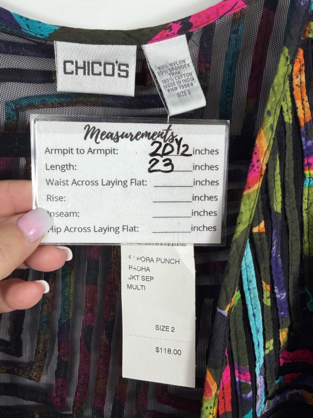 Chico’s NWT Women’s Rainbow Ribbon Embroidered Jacket In Chico’s Size 2, Large. - Picture 4 of 13